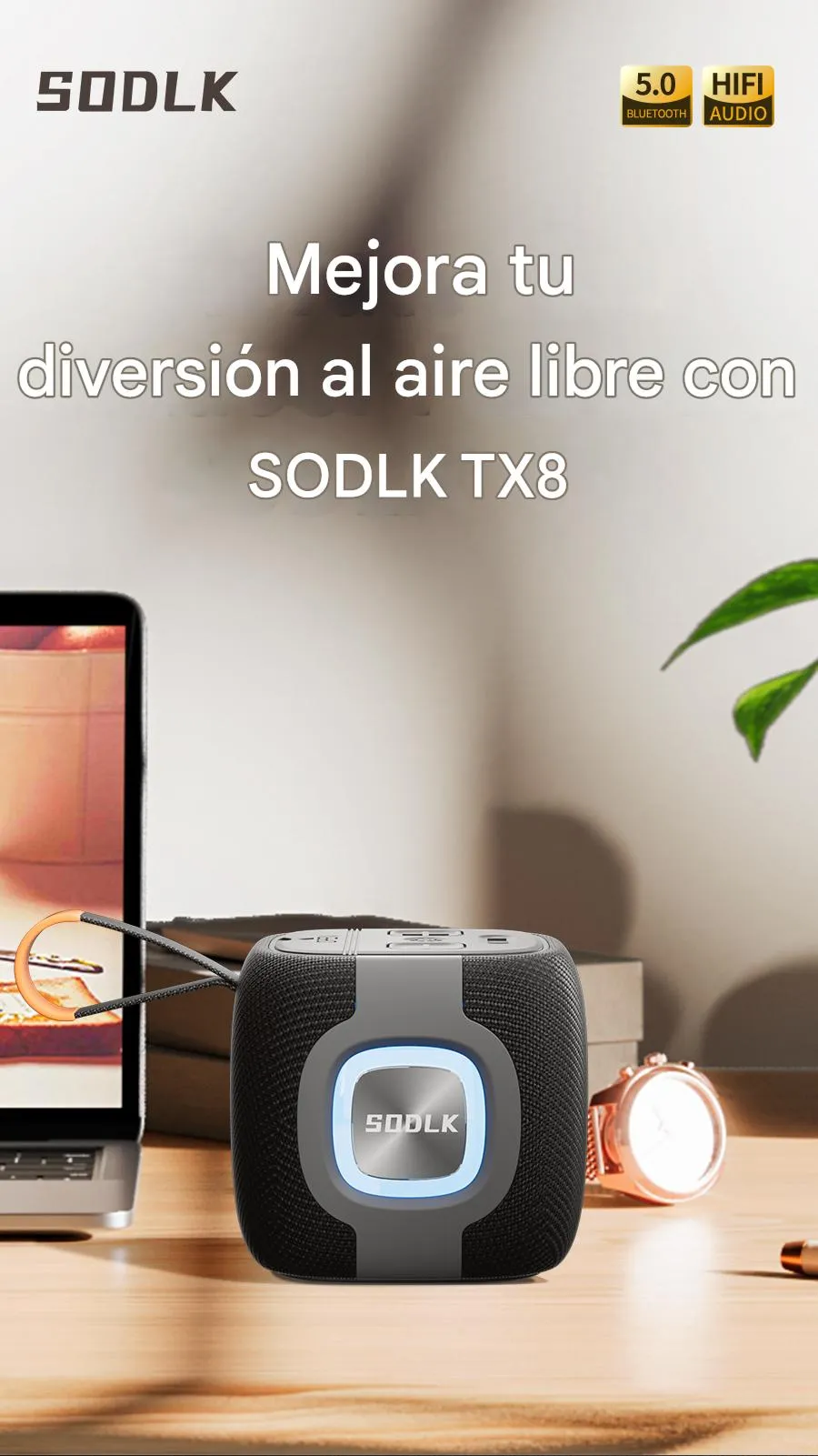 Imagen descriptiva del producto Parlante Altavoz Bluetooth 15W IPX7 TWS RGB SODLK TX8