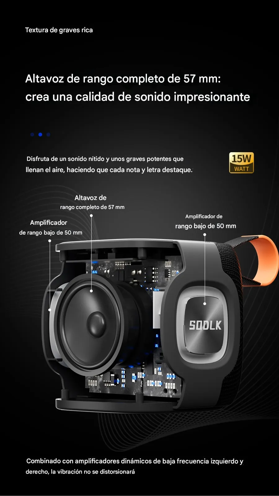 Imagen descriptiva del producto Parlante Altavoz Bluetooth 15W IPX7 TWS RGB SODLK TX8