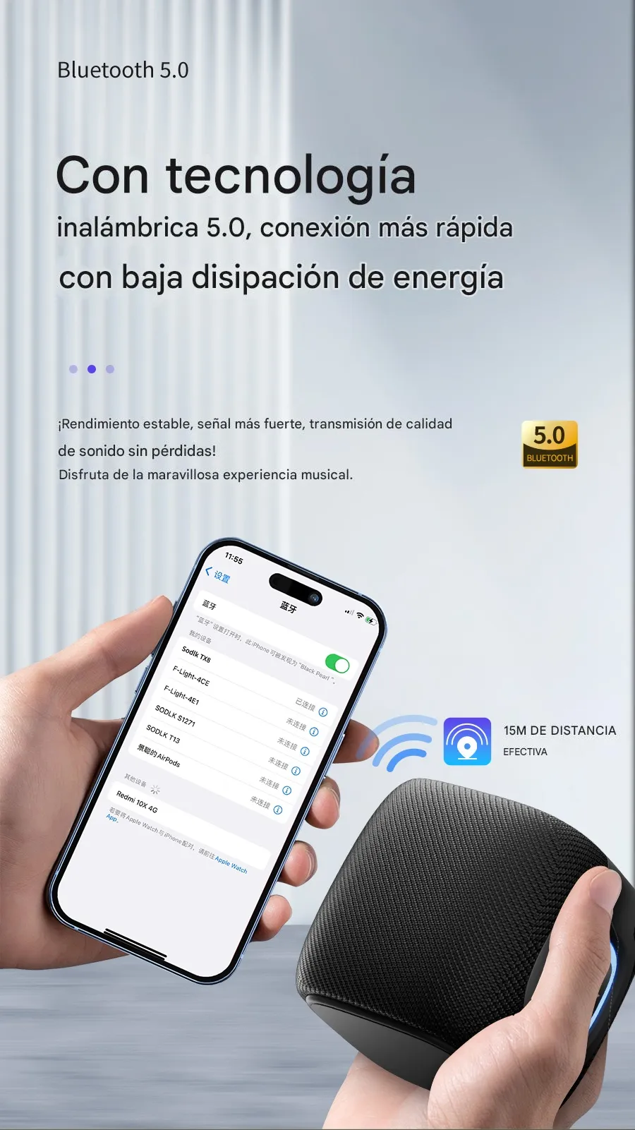 Imagen descriptiva del producto Parlante Altavoz Bluetooth 15W IPX7 TWS RGB SODLK TX8