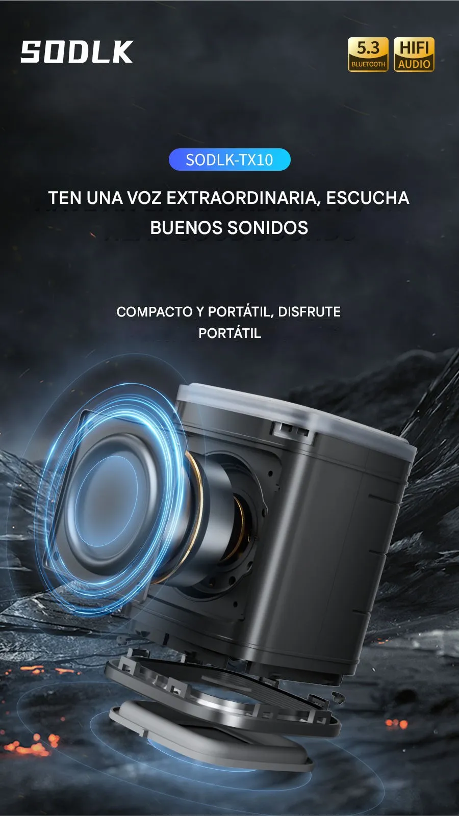 Imagen descriptiva del producto Parlante Altavoz Bluetooth 5.3 Inalámbrico 15W IPX5 TWS SODLK TX10
