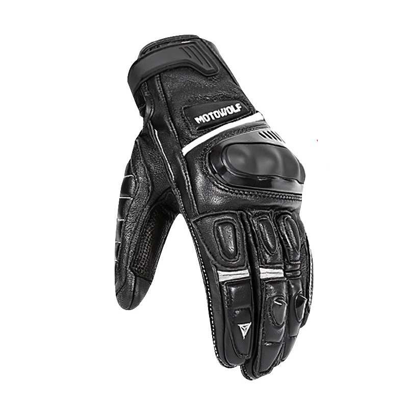 Guantes de cuero para moto Motowolf 0306