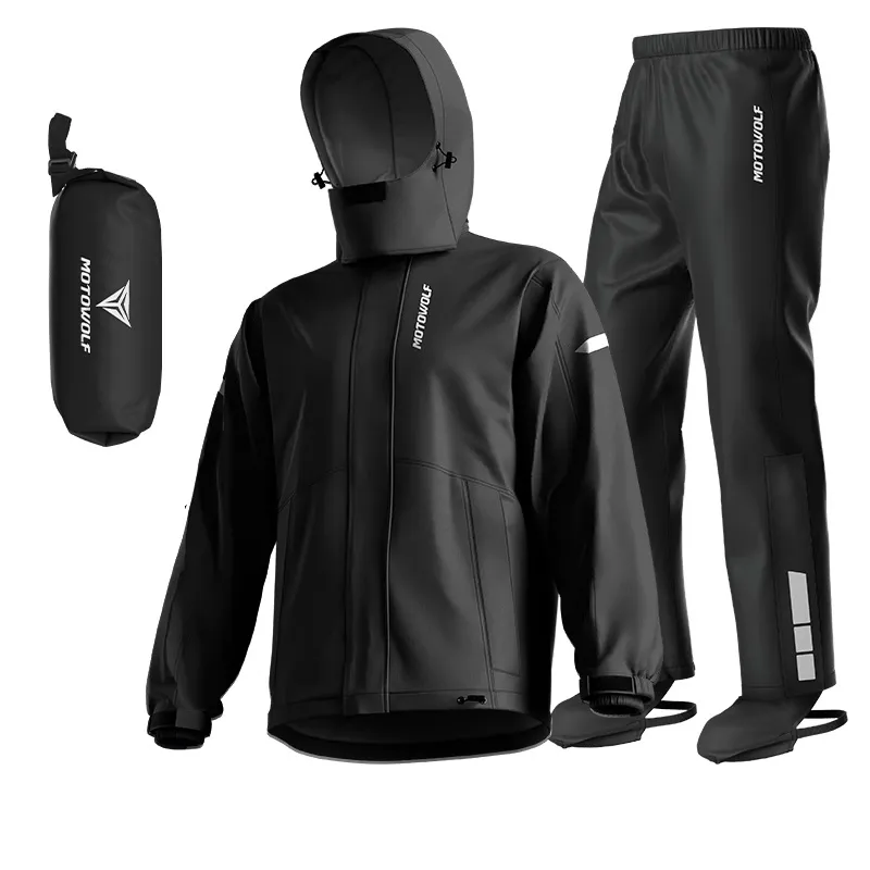 Traje Impermeable mociclismo Motowolf 0405 190T - Negro