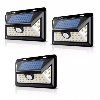 Pack 3 Focos Solar 30 LEDs recargable con Sensor de Movimiento