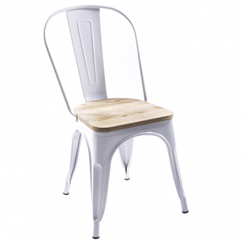 Silla Metal Tolix con asiento de Madera para Comedor Bar LF5-01