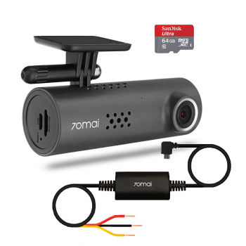 70mai 1S Camara DVR Auto Dash Smart WiFi + Kit cableado UP02 + Micro SD 64GB