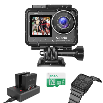 Pack Cámara Deportiva SJCAM SJ10 PRO 4K 60FPS WIFI Estabilizador con cargador 2 baterias reloj y mic