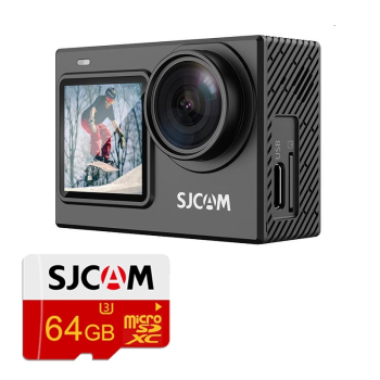 Pack Cámara Deportiva SJCAM SJ6 PRO 24MP 4K 60 FPS Doble Pantalla Estabilizador y micro Sd 64gb