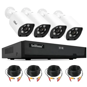 Kit XVR SriHome NVS008 4 Cámaras AH034 1080P con Audio y Visión Nocturna a Color